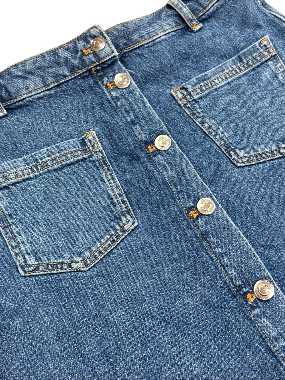Maeve Anthropologie Denim Button Front Mini Skirt Women’s Tagged 12 Runs Small - Picture 2 of 4